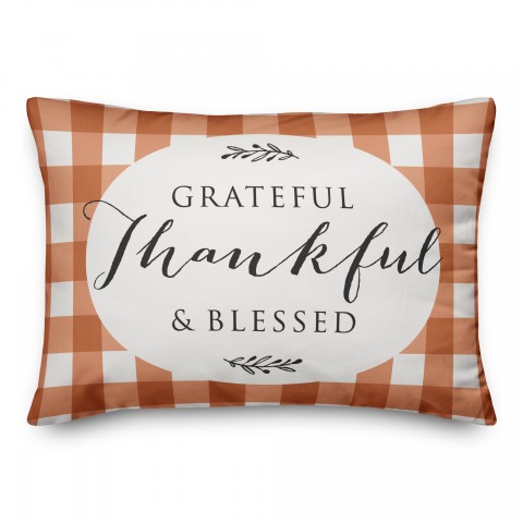 Grateful Thankful Blessed 14x20 Spun Poly Pillow