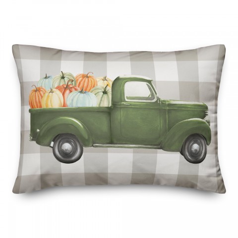 Green Pumpkin Truck 14x20 Spun Poly Pillow