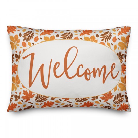 Welcome Autumn Leaves 14x20 Spun Poly Pillow