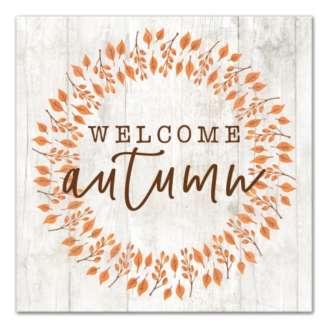 Welcom Autumn Wreath 16x16 Canvas Wall Art