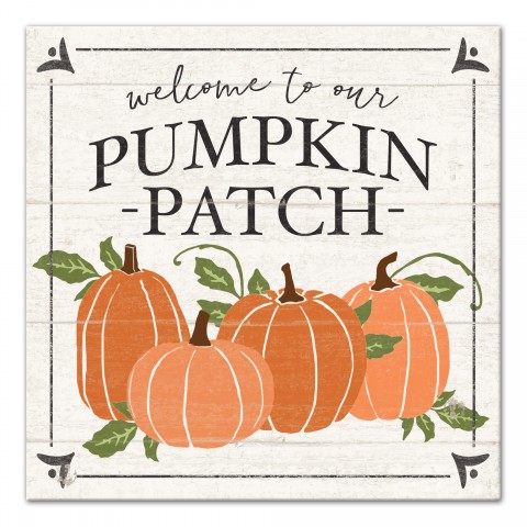Welcome to Our Pumpkin Patch - White 12x12 Canvas Wall Art