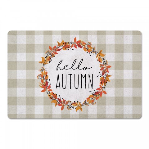 Hellp Autumn Tan Check 27x18 Floor Mat