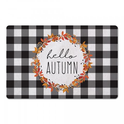 Hellp Autumn Black Check 27x18 Floor Mat