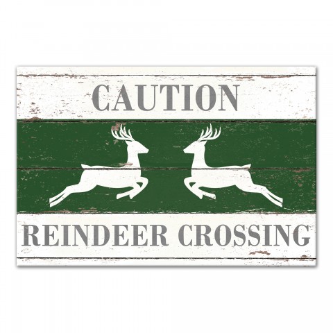 Caution Reindeer Crossing 12x18 Canvas Wall Art