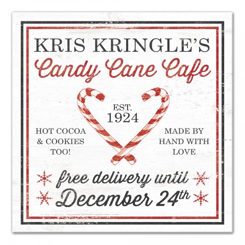 Candy Cane Café 16x16 Canvas Wall Art
