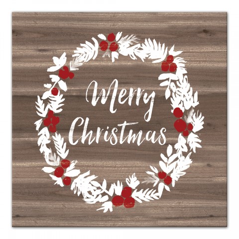 Merry Christmas Wreath 16x16 Canvas Wall Art