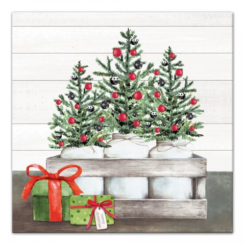 Mason Jar Christmas 24x24 Canvas Wall Art