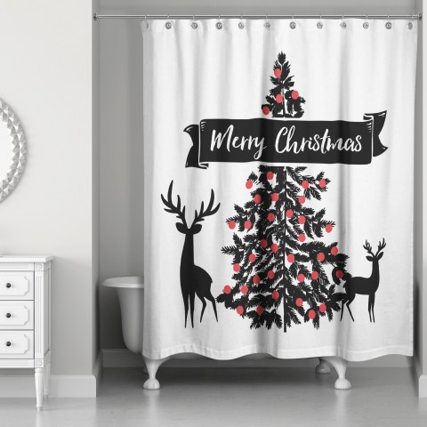 Moody Merry Christmas 71x74 Shower Curtain
