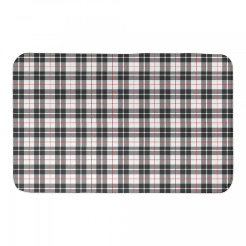 Black Plaid Pattern 34x21 Bath Mat