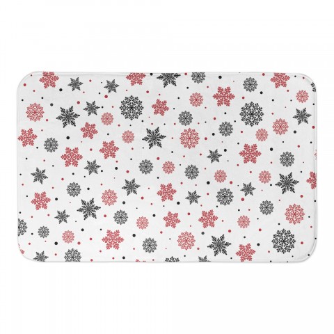 Red and Black Snowflake Pattern 34x21 Bath Mat