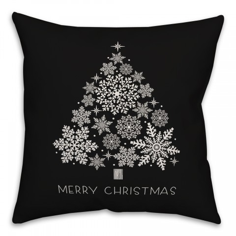 Black and White Christmas Tree 18x18 Spun Poly Pillow