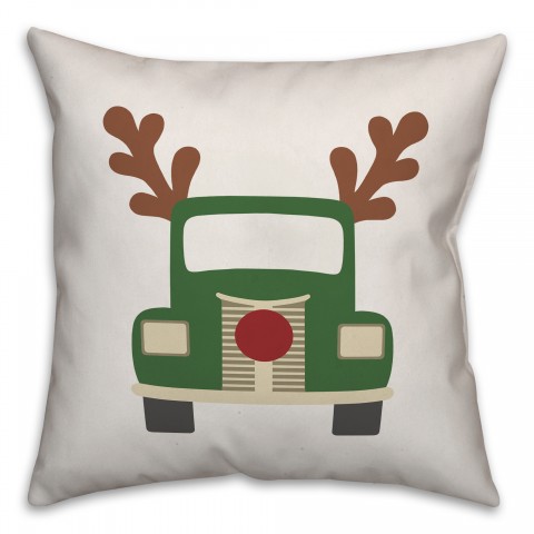 Antlers Truck 18x18 Spun Poly Pillow