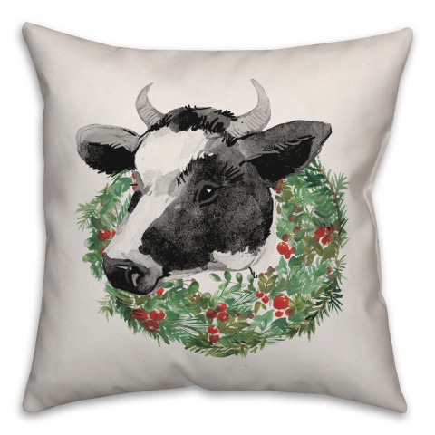 Christmas Cow 18x18 Spun Poly Pillow