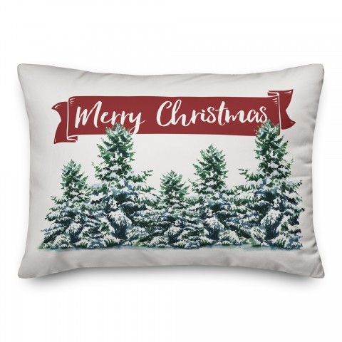 Merry Christmas Trees 14x20 Spun Poly Pillow