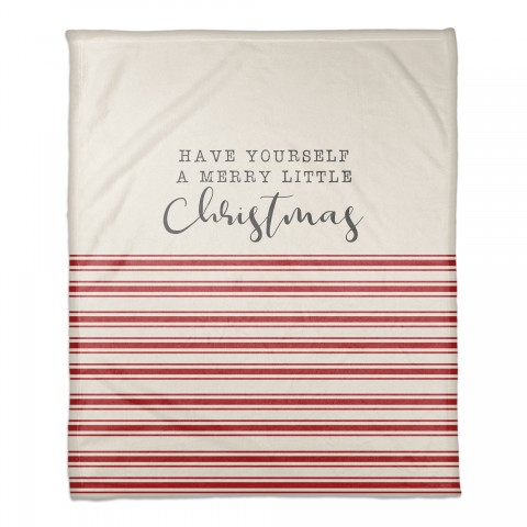 Merry Christmas Stripes 50x60 Coral Fleece Blanket