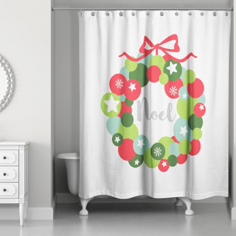 Noel Ornament Wreath 71x74 Shower Curtain