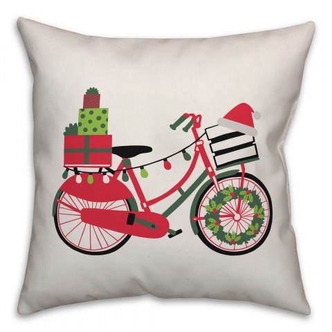 Christmas Bike 18x18 Spun Poly Pillow