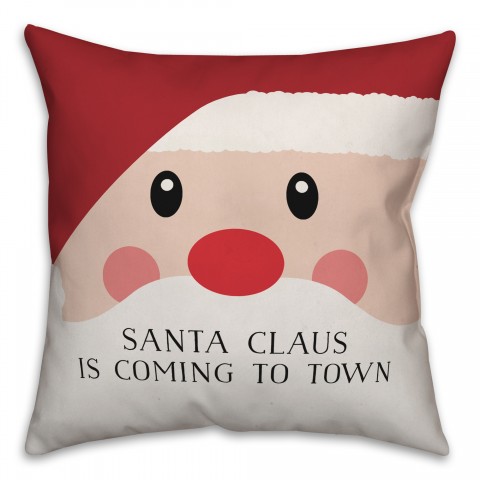 Santa Claus is Coming to Town 18x18 Spun Poly Pillow