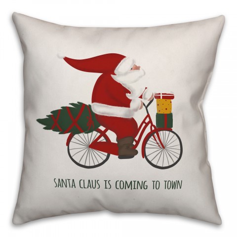 Santa Bike 18x18 Spun Poly Pillow