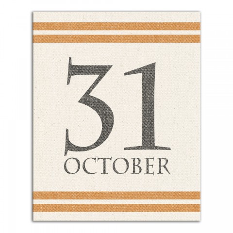 Halloween Date on Linen 16x20 Canvas Wall Art