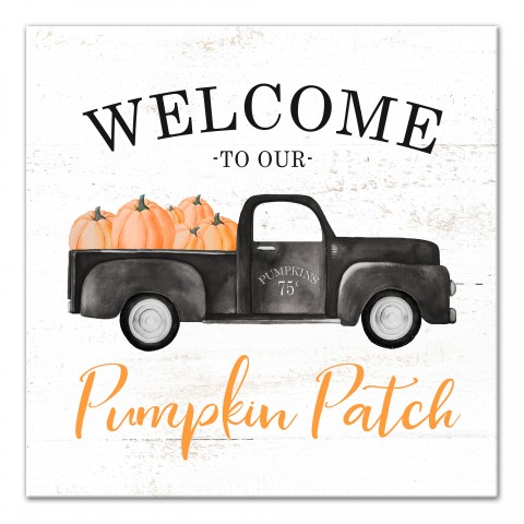 Pumpkin Patch Truck 16x16 Canvas Wall Art