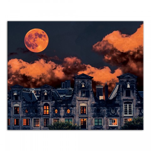 Haunted Town Harvest Moon 16x20 Canvas Wall Art
