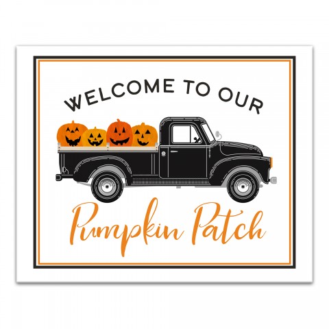 Pumpkin Patch Jack O Lanterns 16x20 Canvas Wall Art
