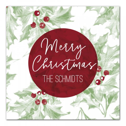 Merry Christmas Personalized 16x16 Personalized Canvas Wall Art