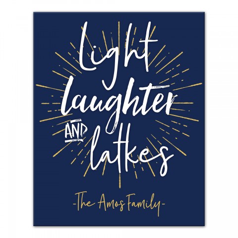 Light Laughter and Latkes Personalized 16x20 Personalized Canvas Wall Art