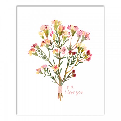 Watercolor Floral Bouquet 16x20 Canvas Wall Art