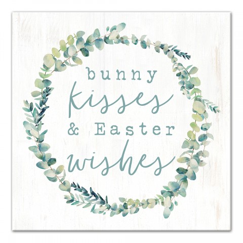 Bunny Kisses and Easter Wishes 16x16 Canvas Wall Art