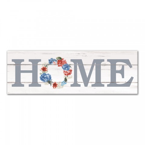 Home Patriotic Wreath 12x36 Canvas Wall Art
