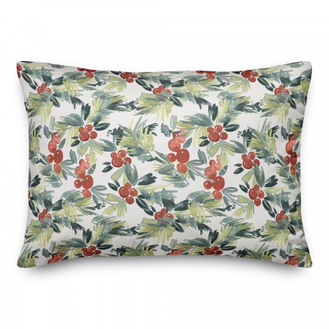 Watercolor Holly 14x20 Spun Poly Pillow