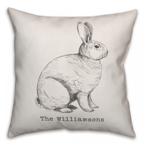 Personalized Sketched Bunny 18x18 Personalized Spun Poly Pillow