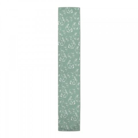 Green Bunny Sketched Pattern 16x72 Poly Twill Table Runner