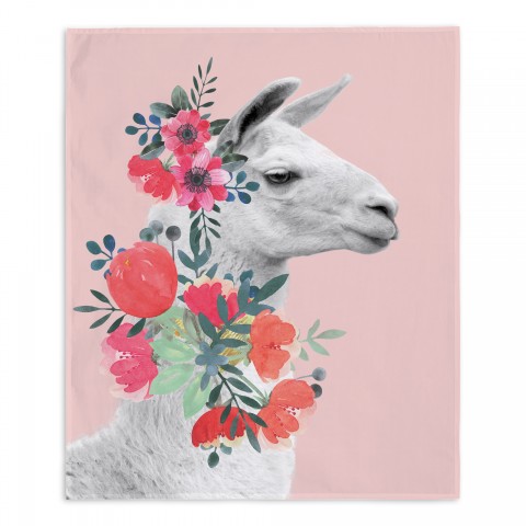 Boho Floral Llama 50x60 Tapestry