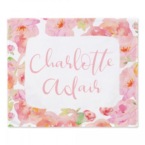 Watercolor Floral Personalized 50x60 Personalized Tapestry