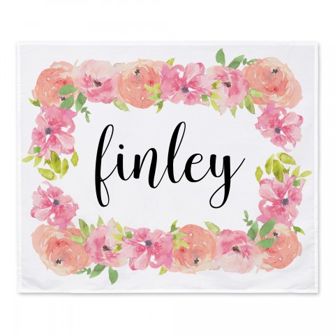 Floral Border Personalized 50x60 Personalized Tapestry