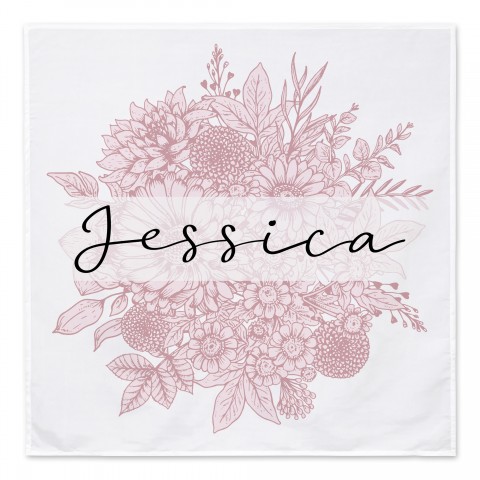 Blush Floral Sketch Personalized 57x57 Personalized Tapestry