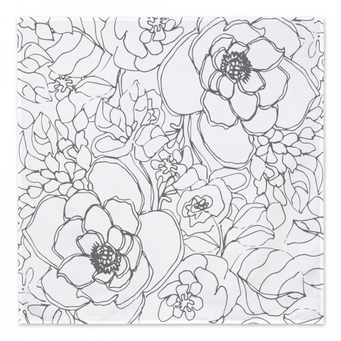 Black and White Sketched Floral 57x57 Tapestry