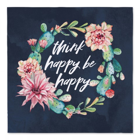 Think Happy Be Happy 57x57 Tapestry