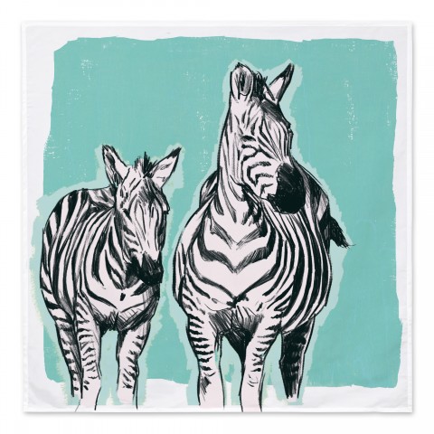 Teal Zebras 57x57 Tapestry