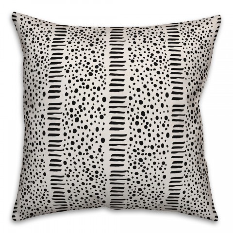 Dots And Dashes in Black Pillow