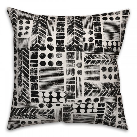 Aztec Stamp in Black Pillow
