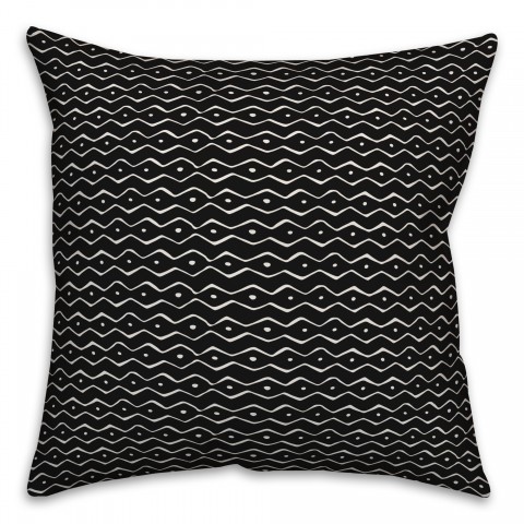 Drawn Aztec in Black Pillow