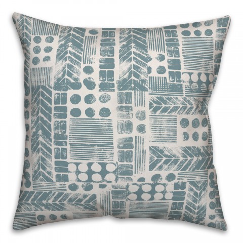 Aztec Stamp in Blue Pillow