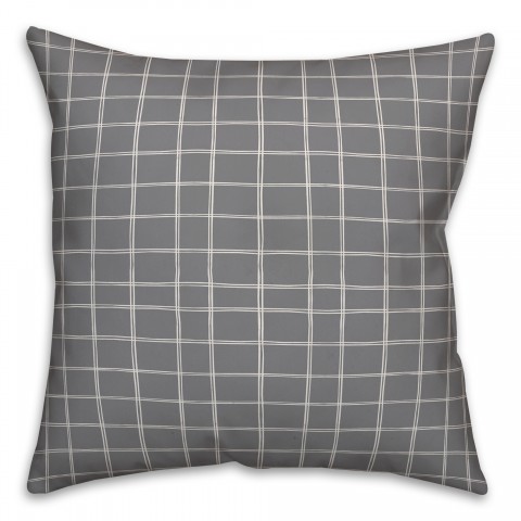 Drawn Plaid in Gray Pillow