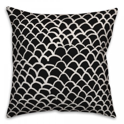 Drawn Scales in Black Pillow