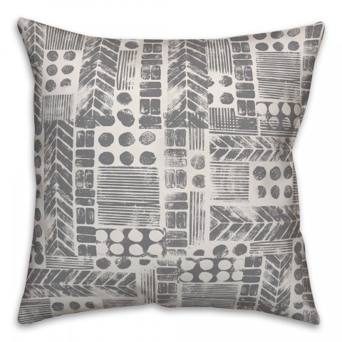 Aztec Stamp in Gray Pillow