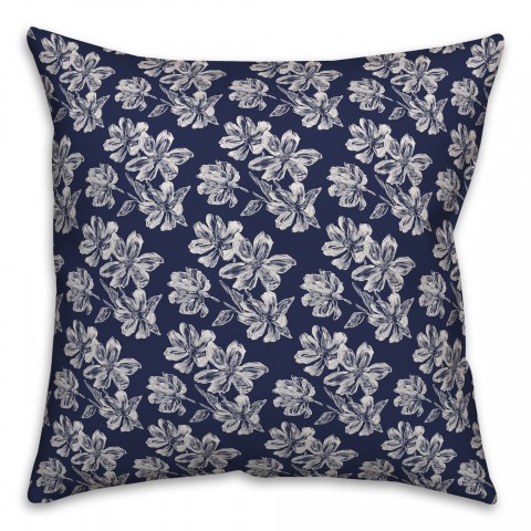 Flowers in Navy Pillow